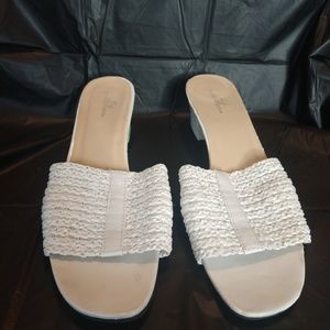 White slip on dress sandals 1" heel size 8 women